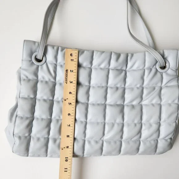 Vince Camuto Jass Quilted Puffy Large Shoulder Bag Tote Gray Faux Leather Soft - Picture 10 of 13